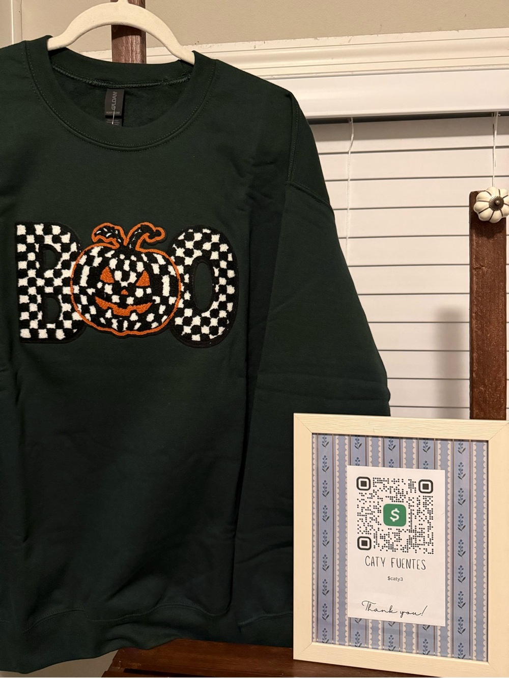 Dark Green 'Boo' Halloween Sweatshirt with Pumpkins